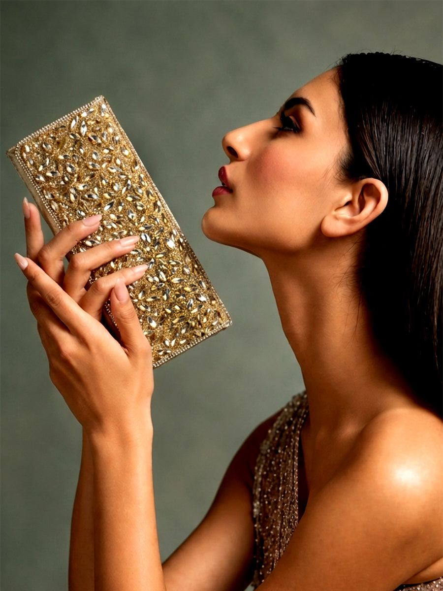 Noshin Clutch Bag-Gold