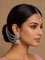 Shiza Jhumki Earrings with Earchain & Tikka-Silver