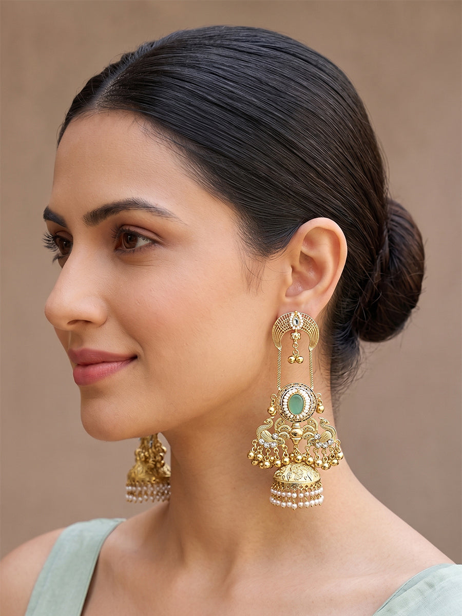 Rimaya Long Jhumka / Jhumki Earrings-Mint Green
