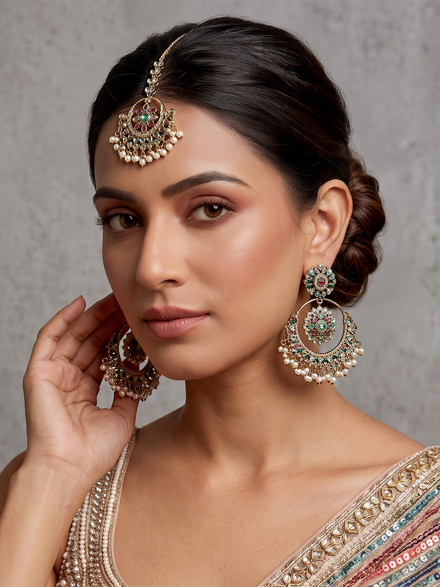 Ziana Earrings & Tikka-Multicolor