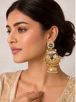 Anshula Long Jhumki Earrings-Green