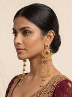 Prakshi Long Earrings-Maroon
