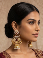 Anshula Long Jhumki Earrings-maroon
