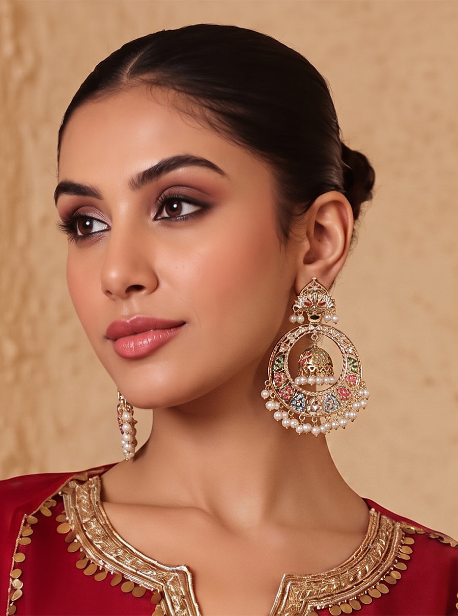 Abira Jadau Earrings-Multicolor