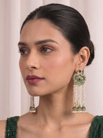 Nimisha Long Earrings-Green