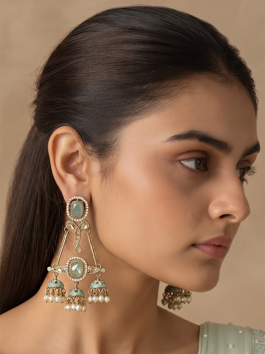 Mishka Long Earrings-Mint Green