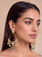 Pargati Kundan Hoop Earrings - Mint Green