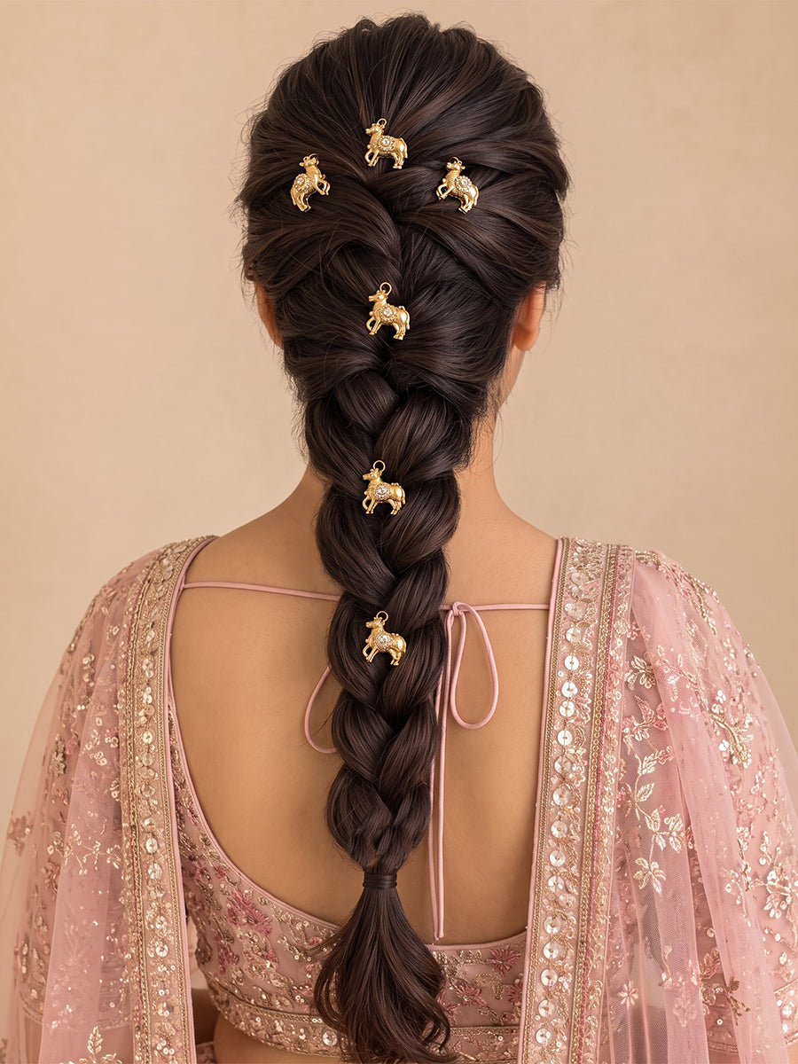 Nandi Cow Hair Charm Pins-Gold