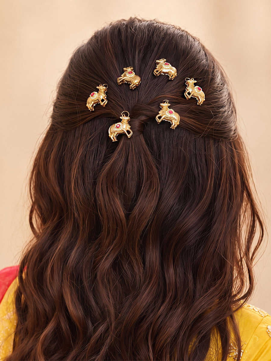 Nandi Cow Hair Charm Pins-Hot pink