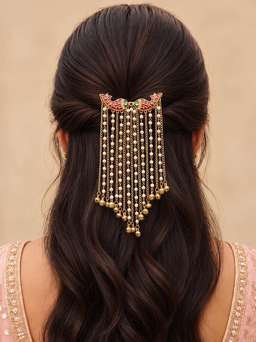 Pranali Bun Pin / Hair Accessory-Maroon