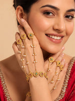 Rushali Hand Harness / Bracelet-Maroon/Green