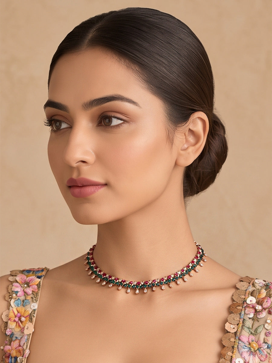 Rashi Cz Necklace-Multicolor