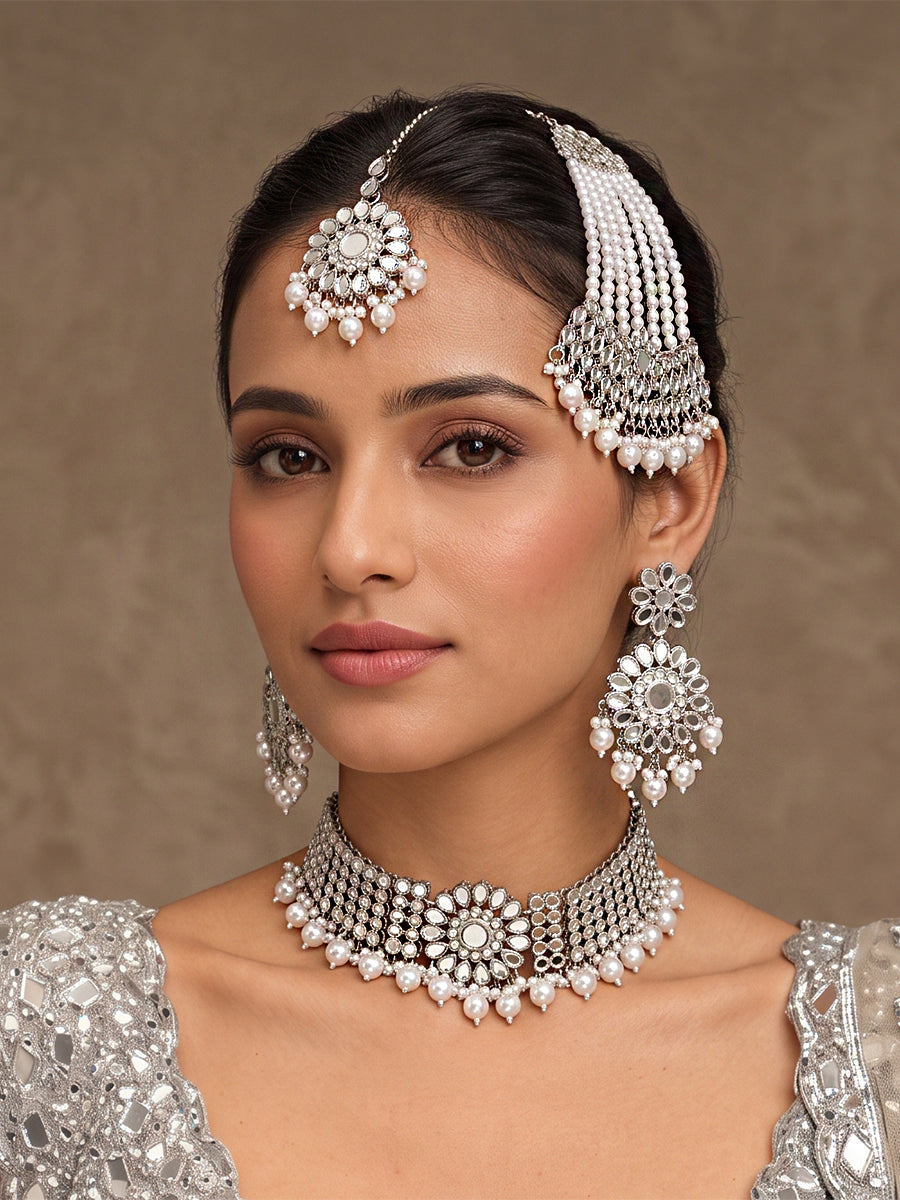 Kangana Necklace Set(Silver)Silver