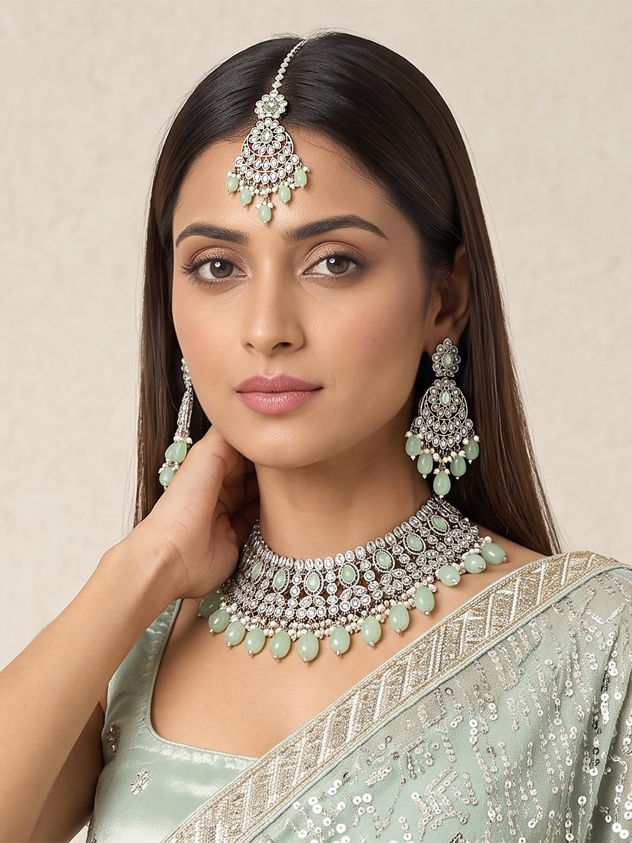 Zabeen Necklace Set-Mint Green