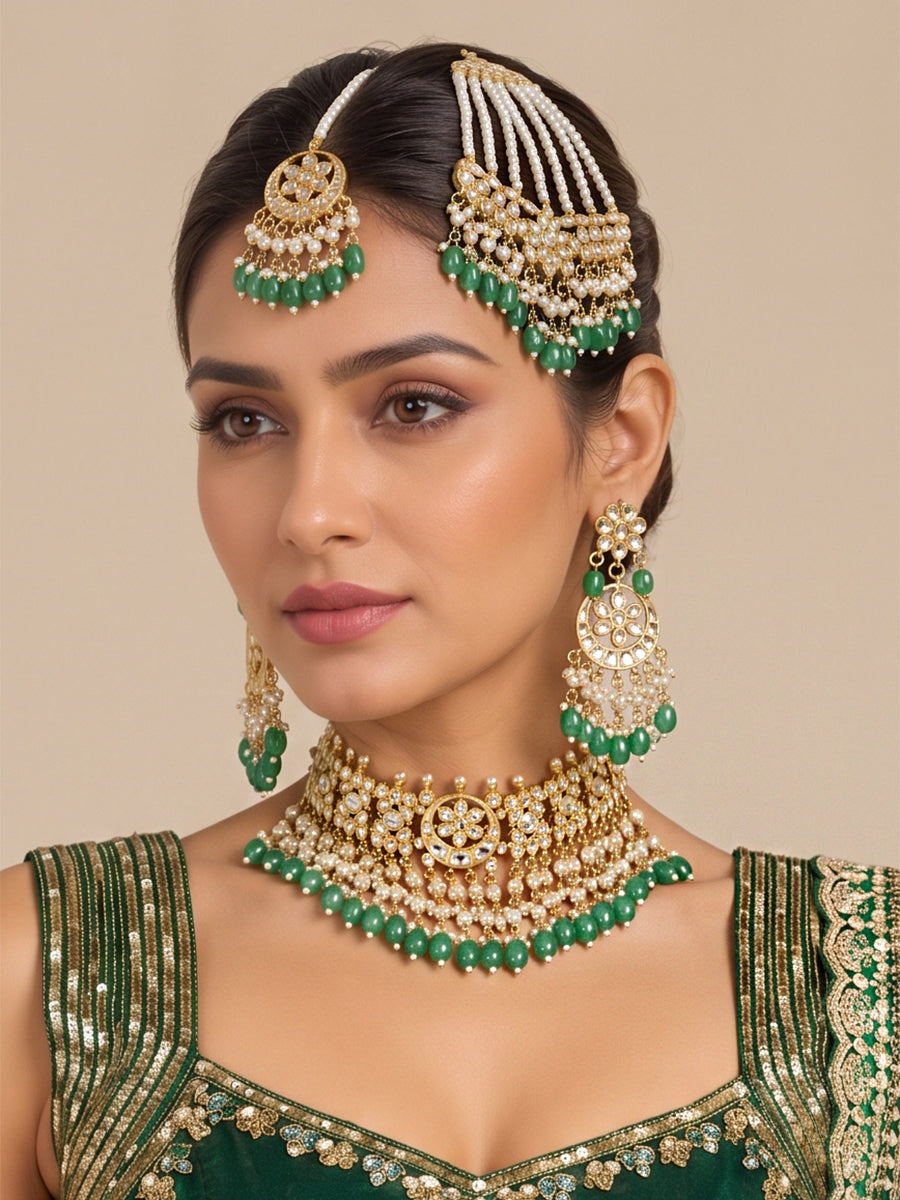 Mehrish Necklace Set-Green