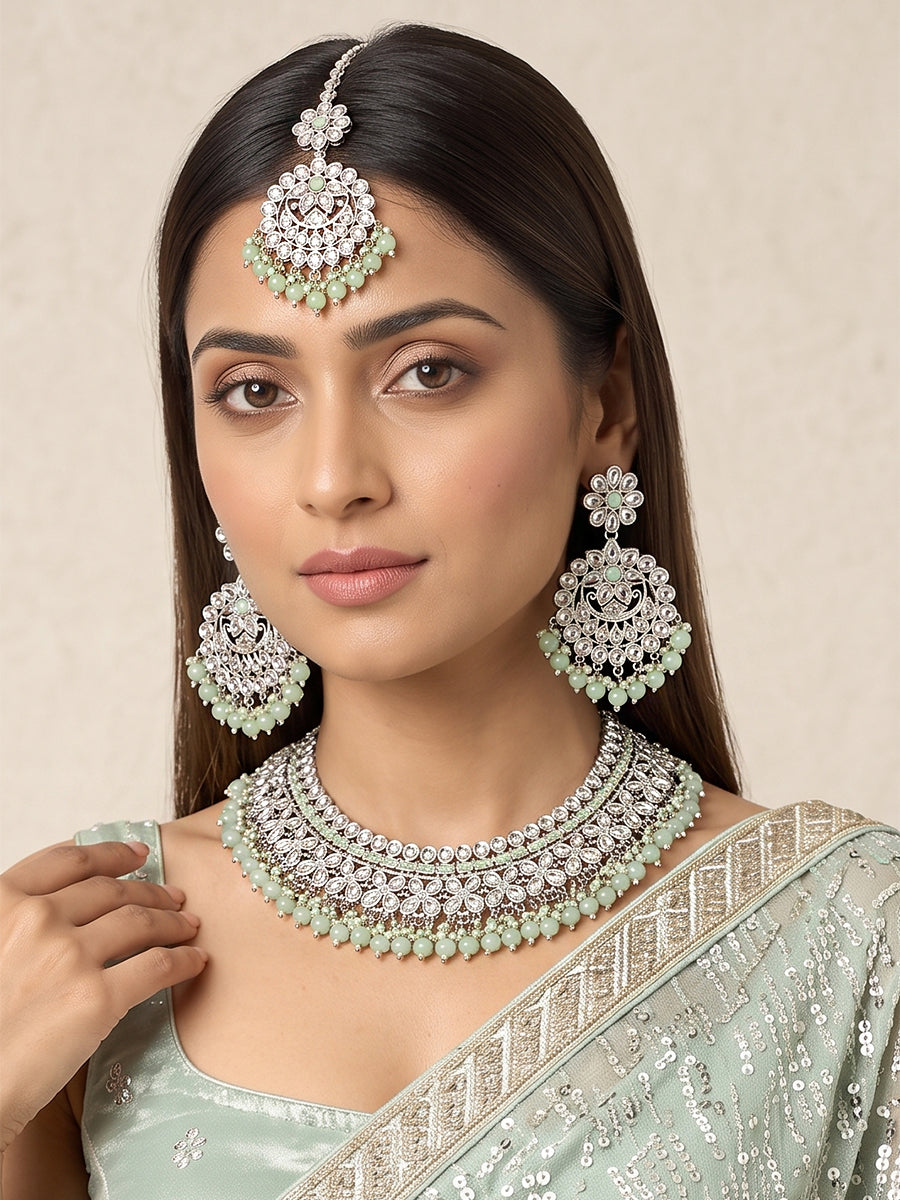 Mansha Necklace Set - Mint Green