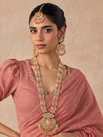 Madiha Long / Ranihaar Necklace Set- Pink