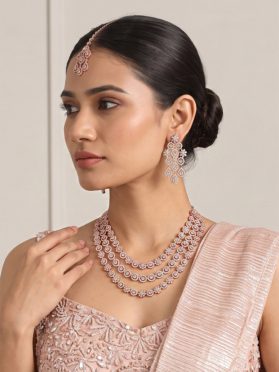 Shanaya Layered Necklace Set-Rose Gold