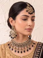 Anushri Polki Bib Necklace Set-Black