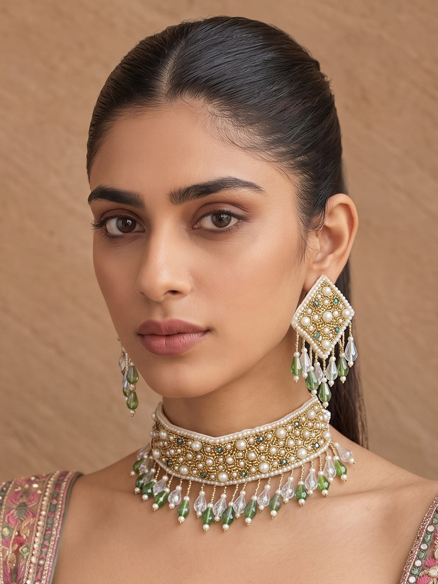 Remina Necklace Set-Green
