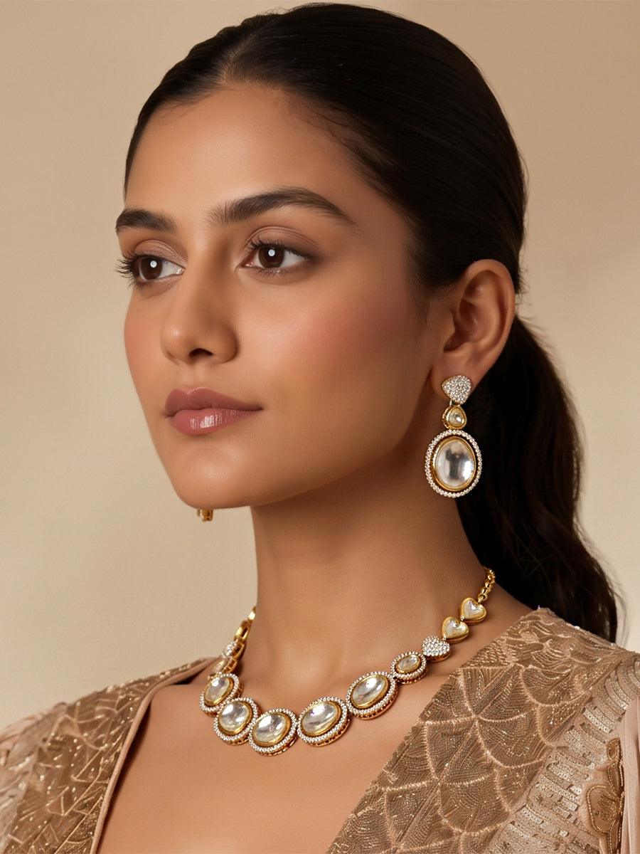 Sharanya Bib Necklace Set-Gold