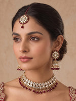 Shirin Mirror Necklace Set - Maroon