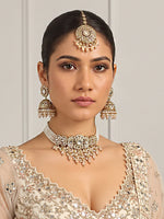 Takshi Mirror Choker Necklace Set-Gold