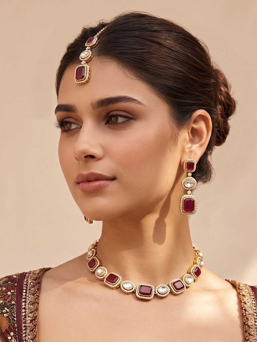Mayra Necklace set _ Maroon