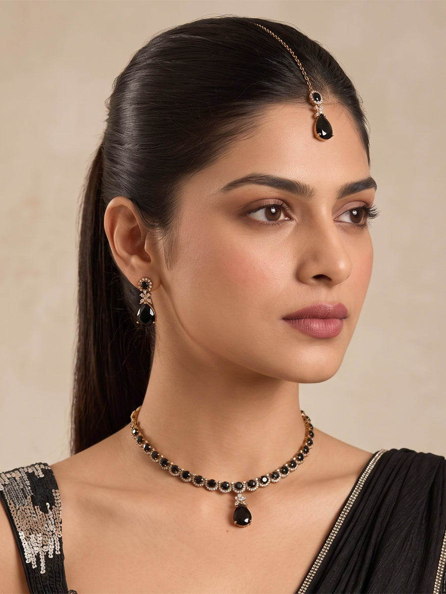 Noah Pendant Necklace set   - Black