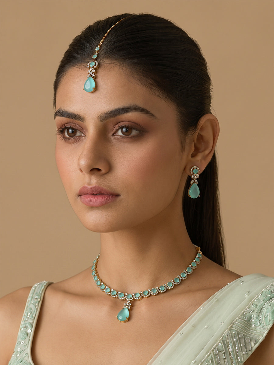 Noah Pendant Necklace set   - Mint Green
