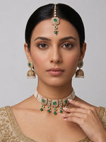 Jivika Choker Necklace Set  - Green