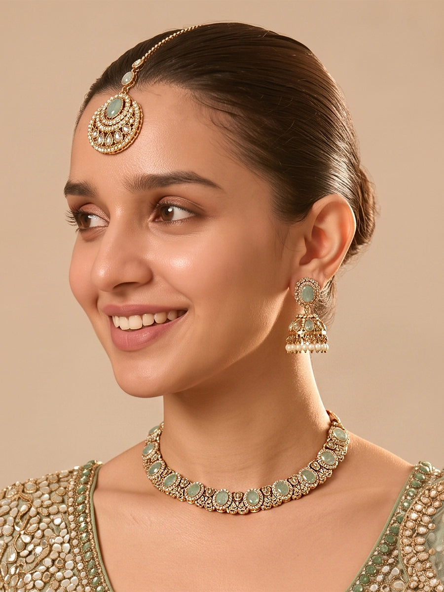 Lavika necklace set-Mint Green