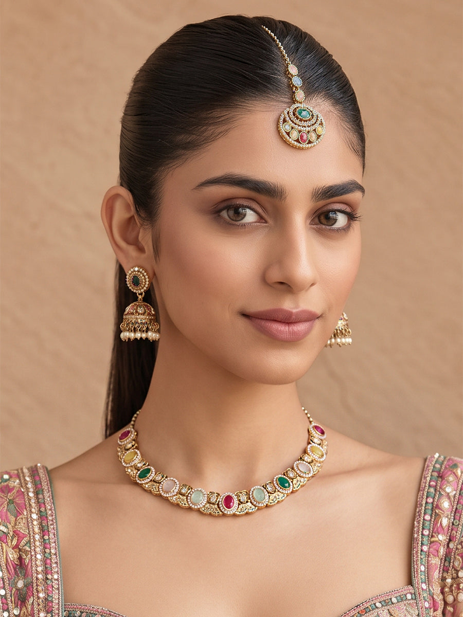Lavika necklace set-Multicolor