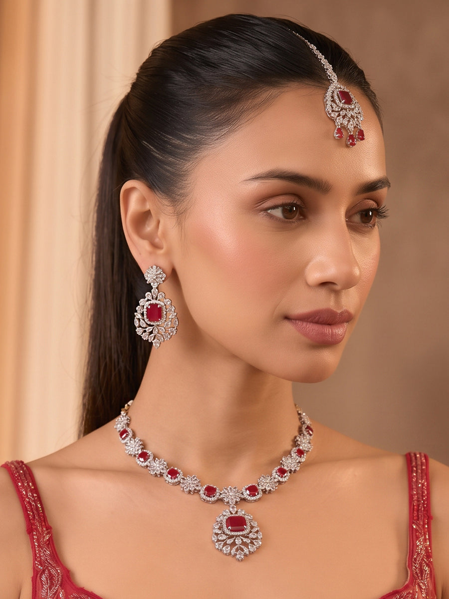 Aania Necklace Set - Maroon