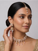 Jivika Choker Necklace Set  - Pastel Pink