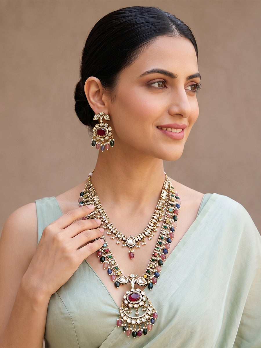 Shriya Layered Necklace Set - Multicolor