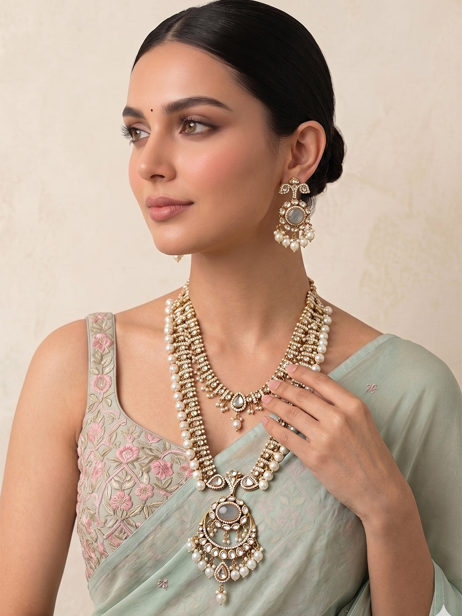 Shriya Layered Necklace Set - Ivory