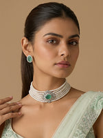 Alina Choker Necklace Set-Mint Green