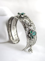 Aabha Silver Cuff Bangle / Bracelet-Multicolor