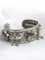 Aabha Silver Cuff Bangle / Bracelet-Multicolor