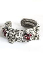 Aabha Silver Cuff Bangle / Bracelet-Multicolor