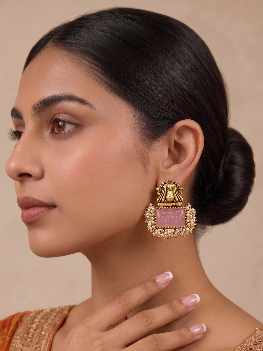 Rida Earrings-Golden/Pastel Pink