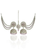 Shiza Jhumki Earrings with Earchain & Tikka-Lavender
