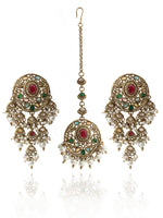 Shairy Earrings with Earchain & Tikka-Multicolor