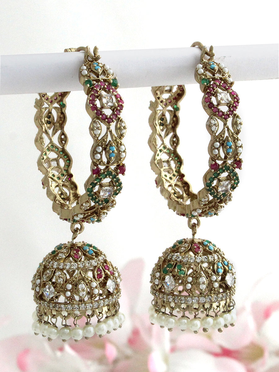 Aaria Jhumki Hoop Earrings-Multicolor