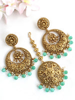 Ambika Earrings & Tikka-Mint Green