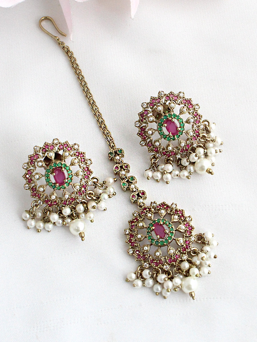 Alina Earrings & Tikka-Multicolor