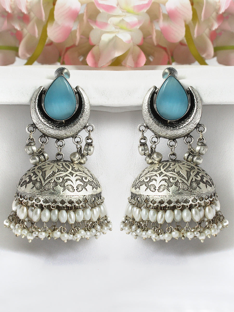 Keshini Jhumki Earrings-Aqua
