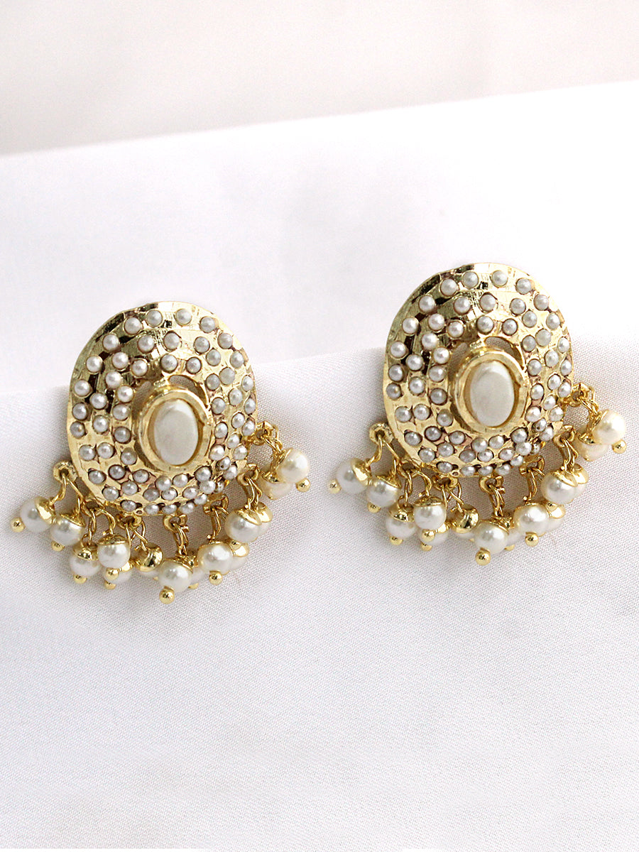 Arisha Jadau Stud Earrings-Gold