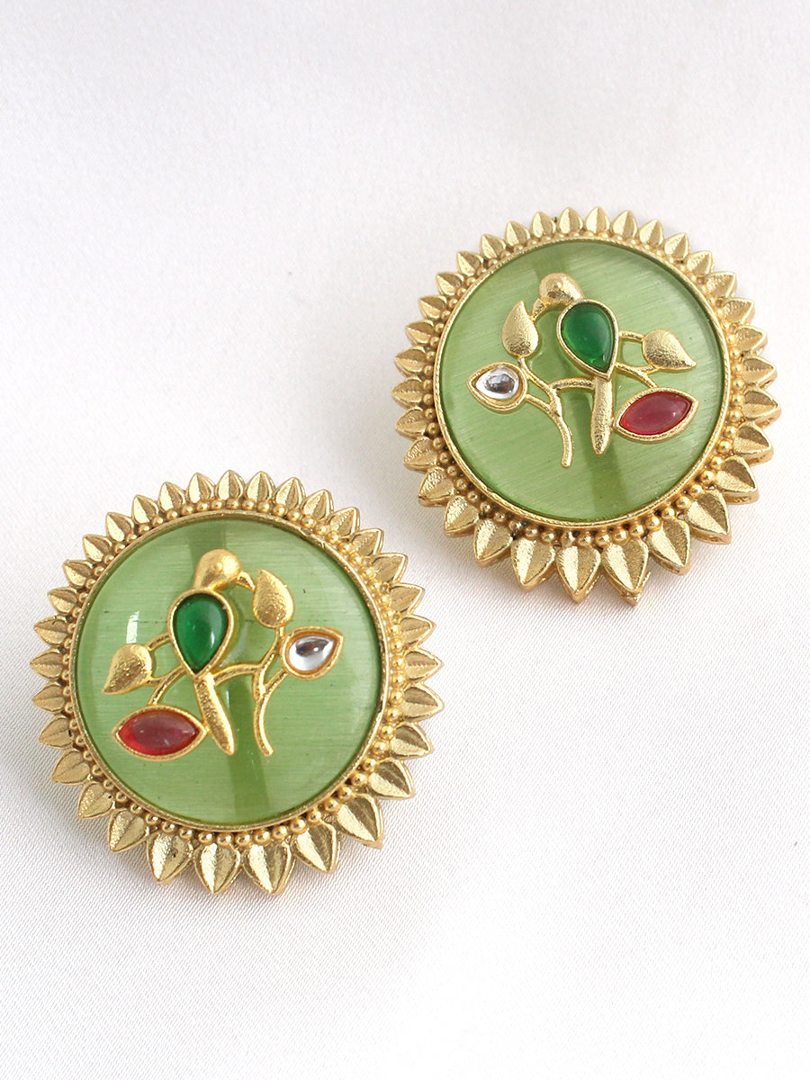 Urmi Stud Earrings-Mint Green